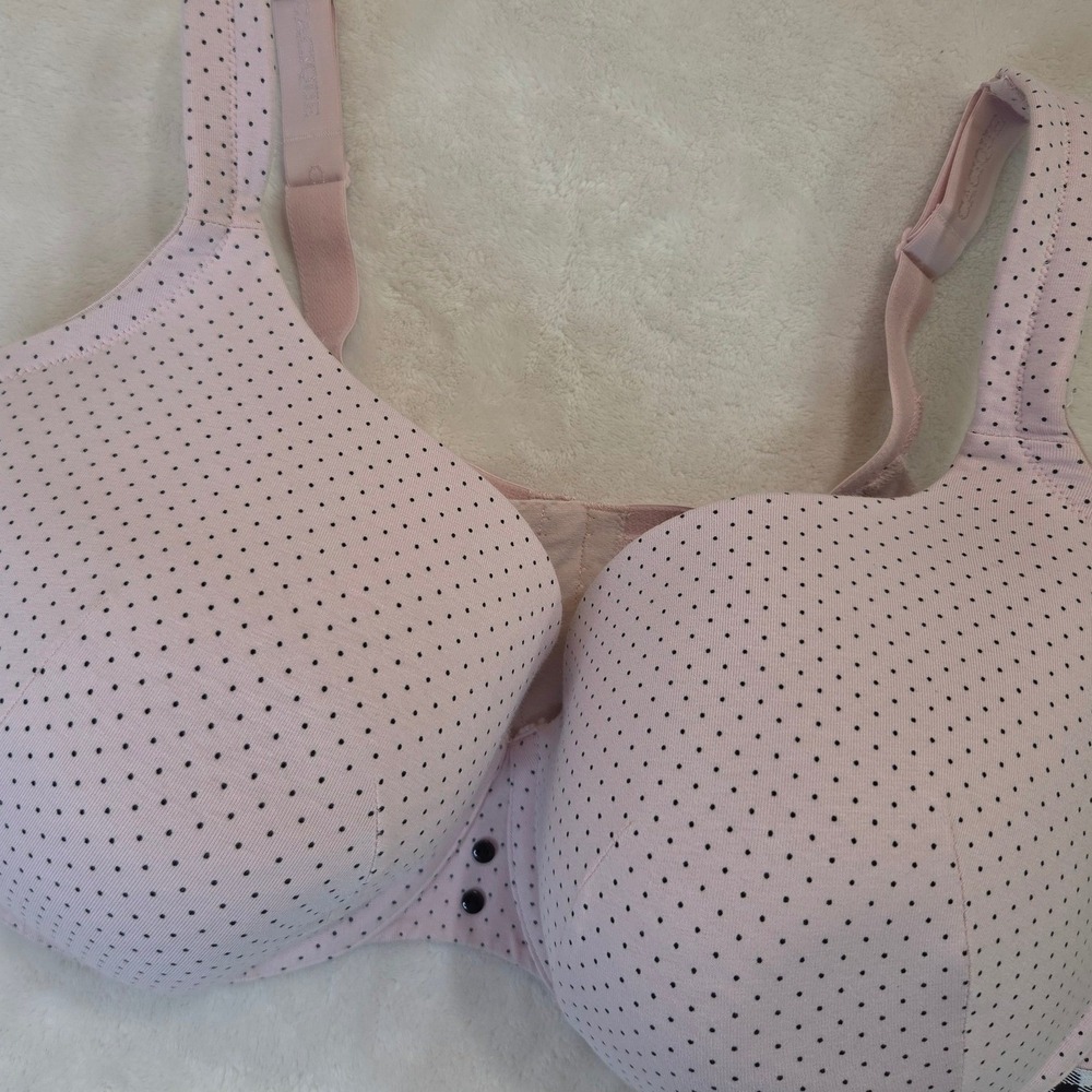 Cacique Full Coverage Bra‎ 44F Pink Polka Dot Lingerie Underwire Plus Size Retro
